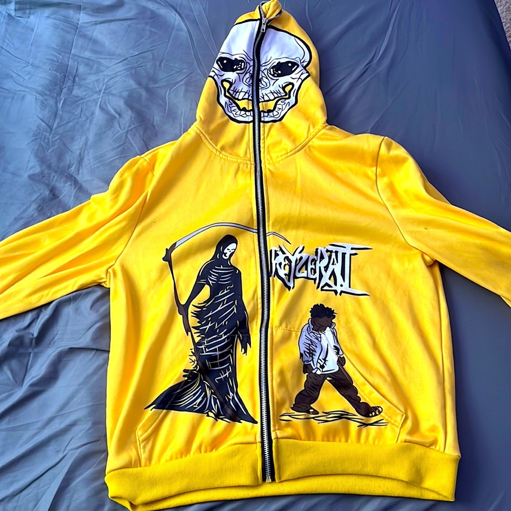 yellow zip up hoodie